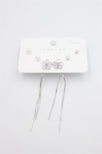 Ethab Ticaret Glb-Stl41414 Multiple Set Earrings - Silver