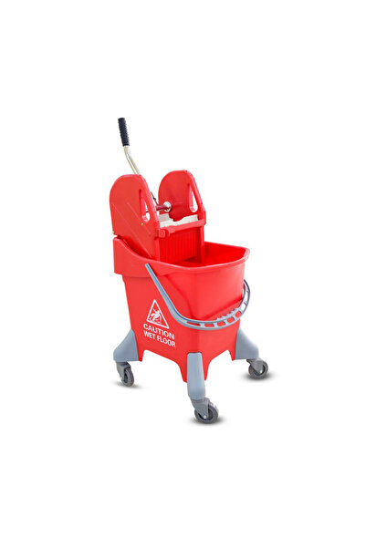 SPARKLEAN Single Bucket Mop Trolley with Wringer, Italy Design Ergonomic Hand...