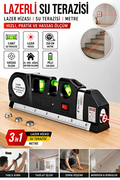 Binbirreyon Lazer Levelpro3 Lazerli Su Terazisi 3 Eksenli Şerit Metreli CE133