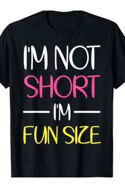 NOURAM تي شيرت مضحك بطبعة "Not Short I'm Fun Size"، تي شيرت مضحك ومرح.