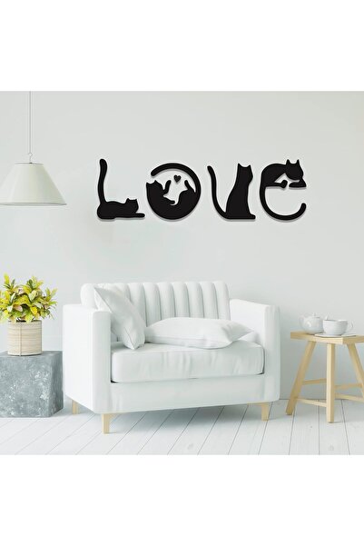 Arabest 4-Piece Black Cat Wooden Wall Decor,Love Themed Minimalist Cat Silhou...