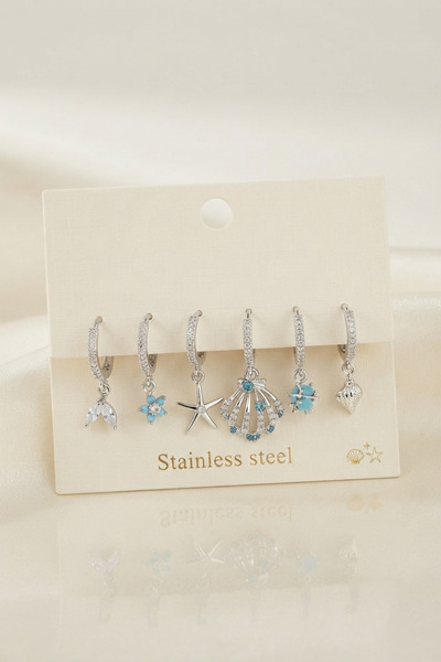 callerrons accessories Silver Color Sea Shell Concept Women's Earring Set - E...