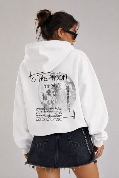 ZAVIXO Unisex φούτερ με κουκούλα, με στάμπα φεγγάρι και κείμενο στην πλάτη, o...
