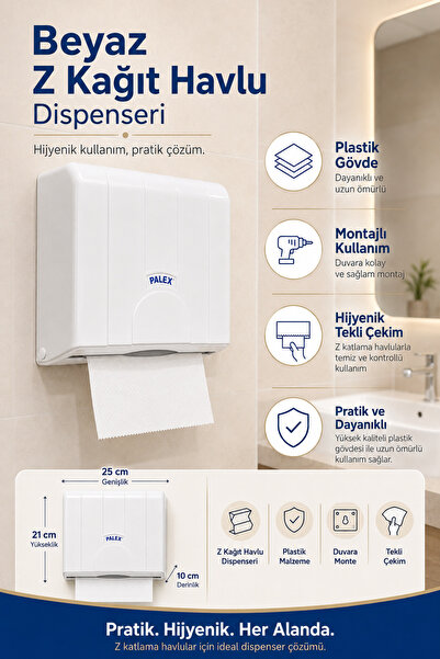 Alper Banyo Standart Z Katlı Kağıt Havlu Dispenseri Beyaz