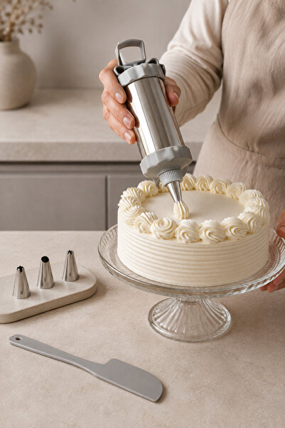 Kitchen Way 3 Head Cream Pump Set Cake Cupcake Decorating Cream Forming Appar...