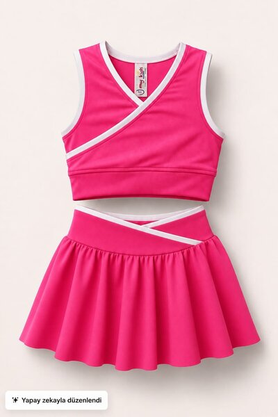 My Kids Wear Girl's 2-Piece Combination Set with Cross Detail Skirt 12908