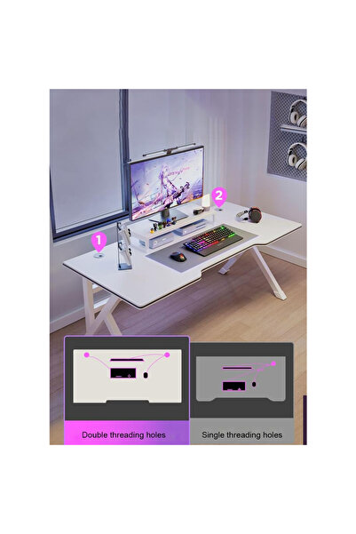 KEKE K-Shaped Sturdy Computer Desk And Gaming Table Workstation Home Office Desk 120 CM