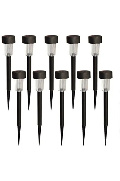 BaoBao Set de 10 lămpi solare LED de grădină, din plastic negru, lumină rece