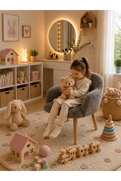 DEKOZUM HEİDİ Çoçuk Koltuğu Çoçuk Odası Koltuğu Teddy Kumaş Kaplı Çocuk Ders ...