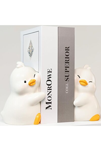 Arabest Bookends,Cute Hug Ducks,Resin,Anti-Slip,for Heavy Books,Book Holder S...