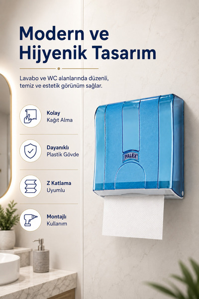 Alper Banyo Standart Z Katlı Kağıt Havlu Dispenseri Şeffaf