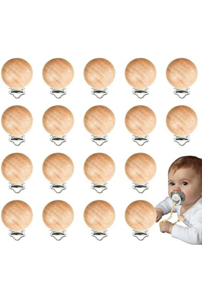 Arabest 18-Pack Natural Beech Wood Pacifier Clips,BPA-Free Teething Toys,Stro...