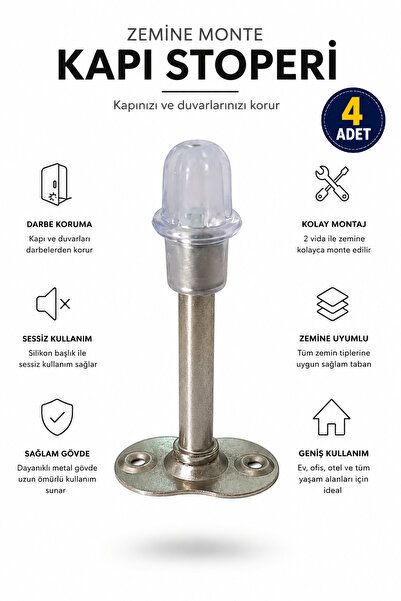 Alıç Door Stopper Wall Protector Floor Type Metal Door Stop Shock Absorbing S...