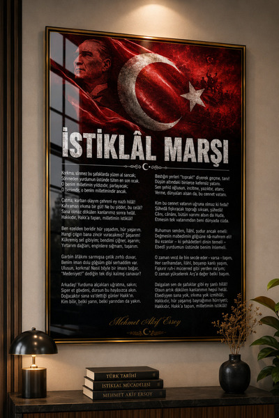 Genel Markalar Atatürk, İstiklal Marşı ve Gençliğe Hitabe 3’lü Cam Tablo Seti...