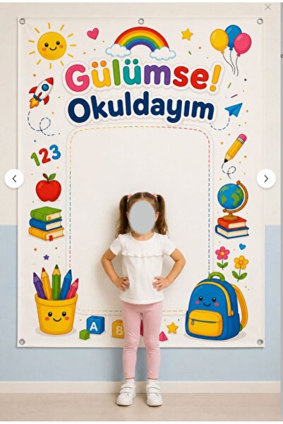 SUFİ DİJİTAL Okulumda İlk Günüm Fotoğraf Branda Afişi 100x150 cm | İlkokul İl...