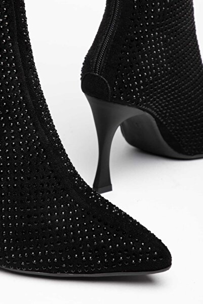 SHESTORE Γυναικείες μπότες από σουέντ με πέτρες - Μπότες με μυτερή μύτη, πέτρ...