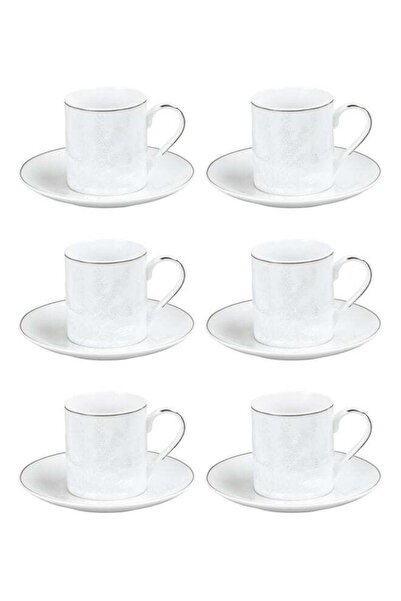 Trust Dove 12-Piece Porcelain Coffee Cup & Saucer Set White/Silver 100ML Set ...