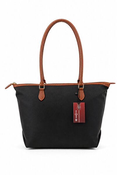 Sellini Long Vera Black Brown Women's Zippered Wide Shoulder Bag