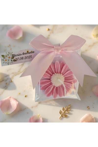 Generic Brand Personalized Baptism Certificates - Set of 50 pink daisy candle...