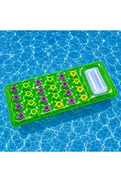 BaoBao Saltea gonflabilă verde pentru piscină, 70 x 27 cm, cu pernă integrată...
