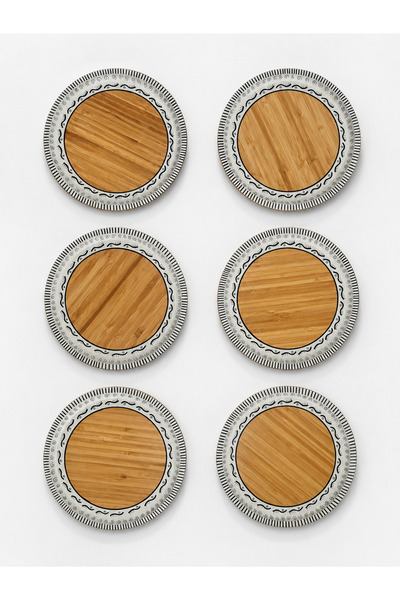 pinaart 6 Round Bamboo Serving and Presentation Plates 20*20*1.5 cm