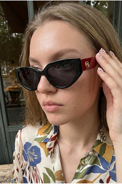 Chunky Frame Melinda Cat Eye Black-Red Framed Black Ultra Light Uv400 Filtere...
