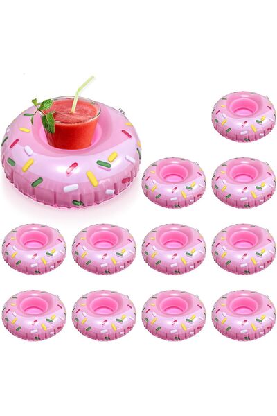 Arabest 12-Piece Inflatable Drink Floats,Reusable Lightweight Cup Coasters,Cu...