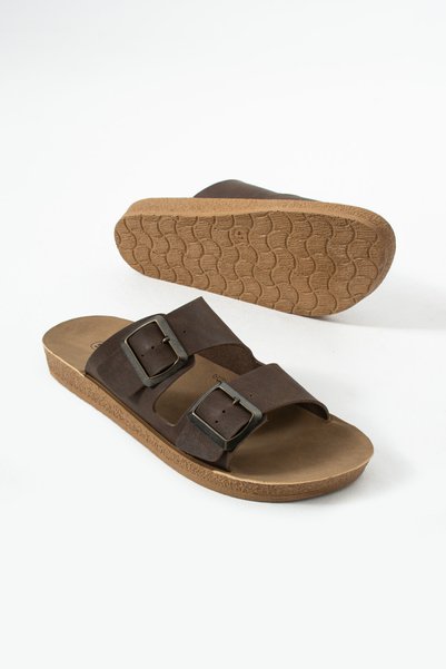 Polomia Comfort Unisex Double Strap Buckle Suede Anatomical Stylish Comfortable Trendy Daily Slippers