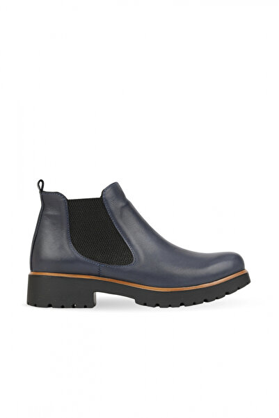 BUENO Navy Blue Leather Women's Wedge Heeled Boots