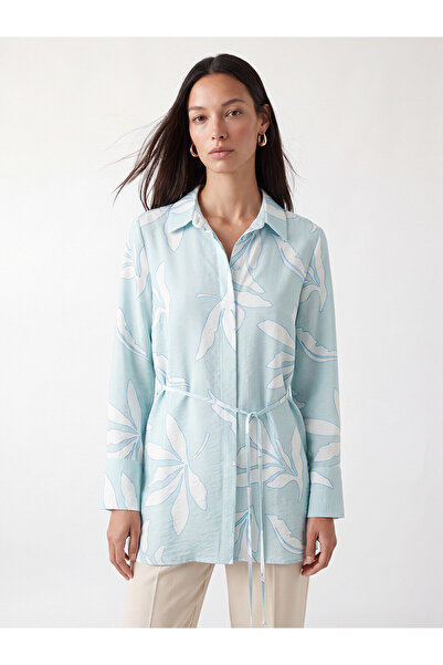 LC Waikiki Two Mt Shop Quality Women's Patterned Shirt Tunic with Belted Waist