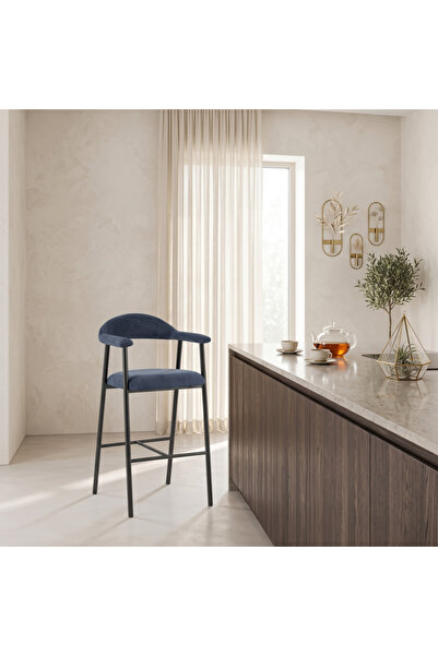 Ebticar Modern Design Fabric Upholstered Bar Stool - Navy Blue