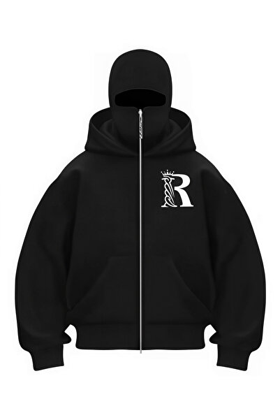AZIZI TEKSTIL Kar Maskeli Ninja Unisex Sweatshirt Hırka 2iplik kalın polar