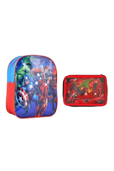 AVENGERS Ghiozdan pentru gradinita 20.5 x 23 x 8 cm si penar dublu echipat AV...
