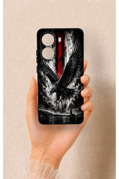 Vip Case Poco X7 Pro Uyumlu Kara Kartal Desenli Silikon Kılıf