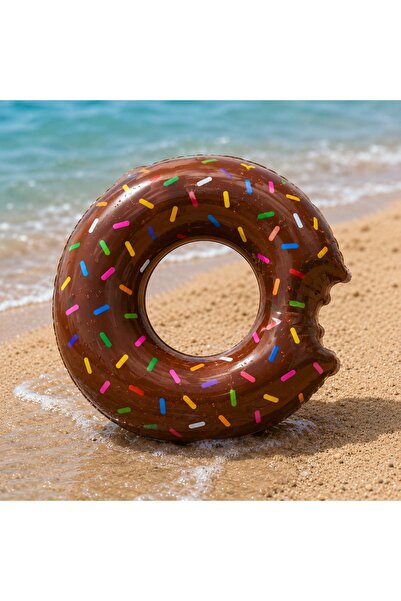 BaoBao Inflatable Ring Donut Model Brown 60cm for Kids – PVC Ring for Pool an...