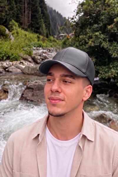 Mollycrush Genuine Leather Gray Premium Baseball Cap |   Textured Adjustable ...