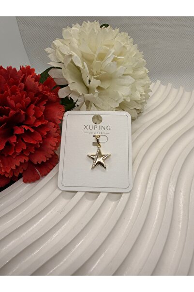 XUPING JEWELRY 14K RENGİ ZİRKON TAŞLI YILDIZ MODELLİ ÇELİK KOLYE UCU