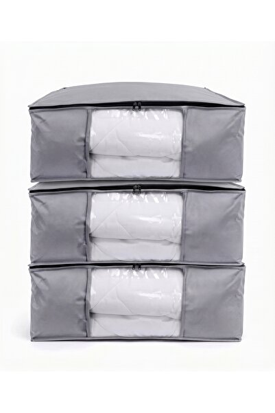 Mega Everest 3'lü Set Baza Hurcu 45x65x22 cm Yorgan Battaniye Hurç Düzenleyici
