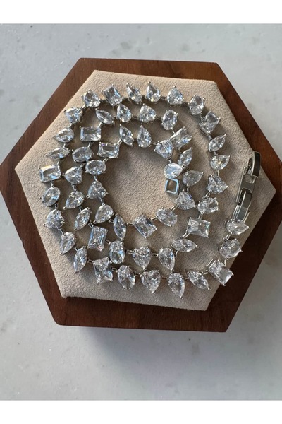 My Joyas Design 14K Altın Kaplama Geometrik Kesim Sıralı Su Yolu Döküm Kolye ...