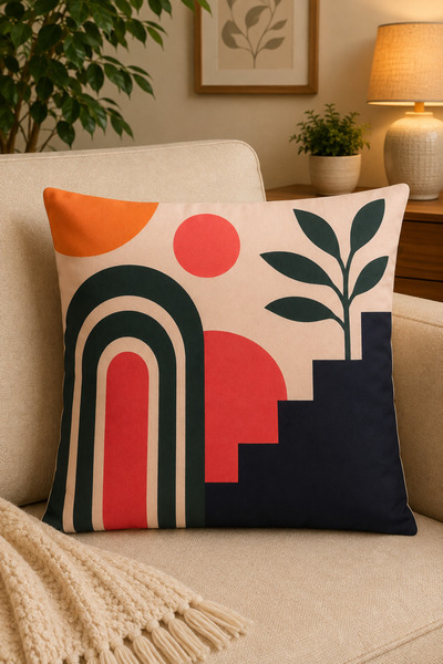 SEVMİŞ HOME Digital Printed Decorative Throw Pillow Cover 43X43 cm – Modern P...