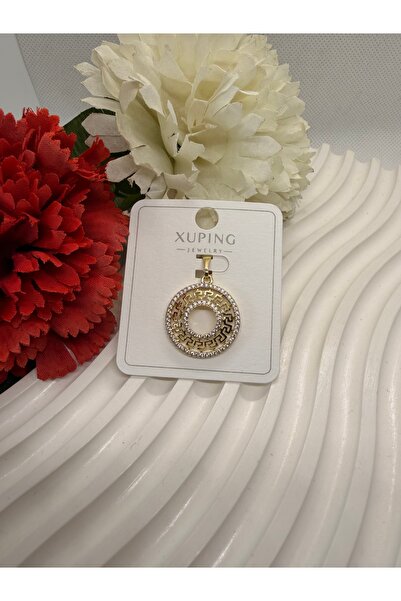 XUPING JEWELRY 14K RENGİ ZİRKON TAŞLI LABİRENT MODEL ÇELİK KOLYE UCU