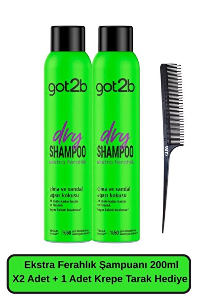 Got2B Ekstra Ferahlık Şampuanı 200 ML X2 Adet + 1 Adet Krepe Tarak Hediyeli
