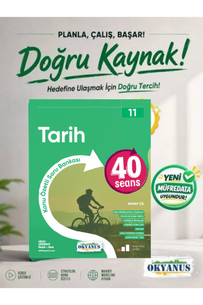 Okyanus Yayıncılık Okyanus Yayınları 11.Sınıf 40 Seans Tarih Konu Özetli Soru...
