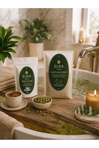 ELKA Banyo Kahve Kesesi ve Türk Kahvesi 100G ☕🌿 – Rahatlatıcı Kahve Banyosu | Spa & Wellness Deneyimi | Duş ve Küvet İçin