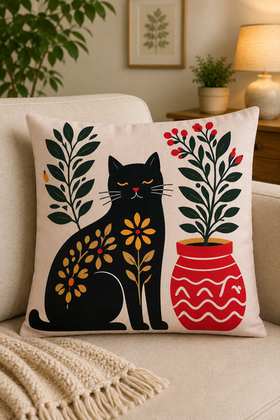 SEVMİŞ HOME Dijital Baskılı Dekoratif Kırlent Kılıfı 43x43 cm – Modern Desenl...