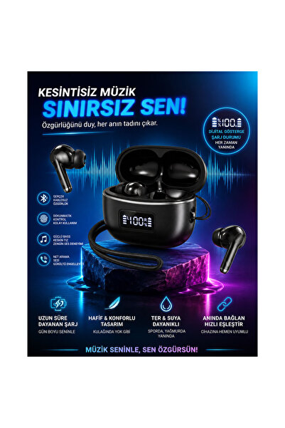 wiks Şarj Göstergeli TWS Bluetooth Kulaklık HD Mikrofonlu Stereo Ses Silikonl...