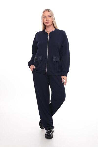 zitex Modal Fabric Large Size Tracksuit Set with Pile and Stone Detailing and...