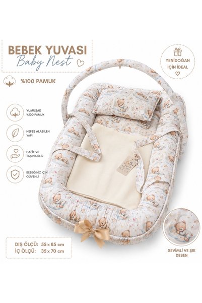 Luna Baby & Kids Babynest Baby Nest 6 Piece Newborn Sleeping Set Washable Baby Nest