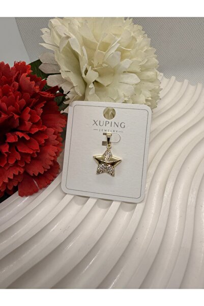 XUPING JEWELRY 14K RENGİ ZİRKON TAŞLI YILDIZ MODELLİ ÇELİK KOLYE UCU