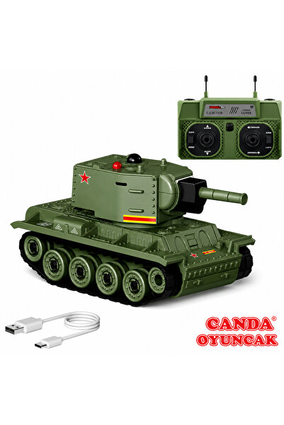 Canda Oyuncak 1/64 Şarjlı Mini Tank 9 Kanallı Uzaktan Kumandalı Yeşil